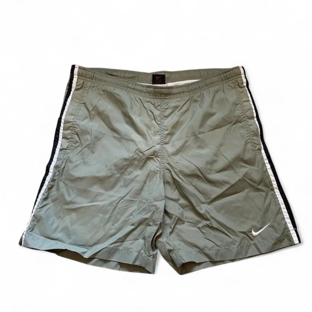 Vintage 90s Nike Swim Shorts Men's Small Lined Pockets Swoosh Sage Green